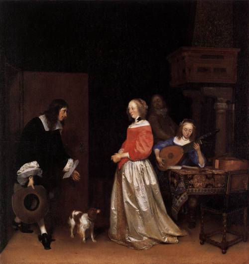 The Suitor&rsquo;s Visit (c.1658). Gerard ter Borch (Dutch, 1617-1681). Oil on canvas. National Gall