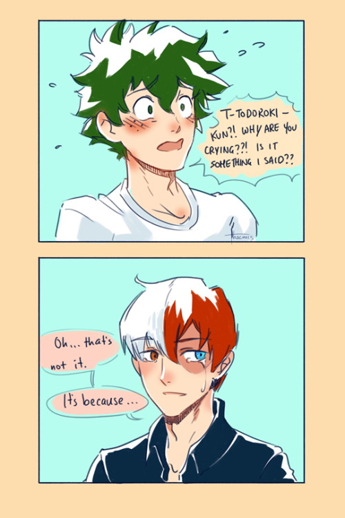 Boys + Flowers — tododeku, todoroki unexpectedly starts crying and...