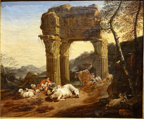 Italian Pastoral Landscape with the Temple of Vespasian, Johann Heinrich Roos, 1668