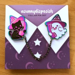 sosuperawesome: Ghost and Cat Collar Pin