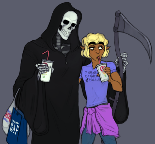 phemiec:casual fantasy strip mall outing w/ the skeleboyf