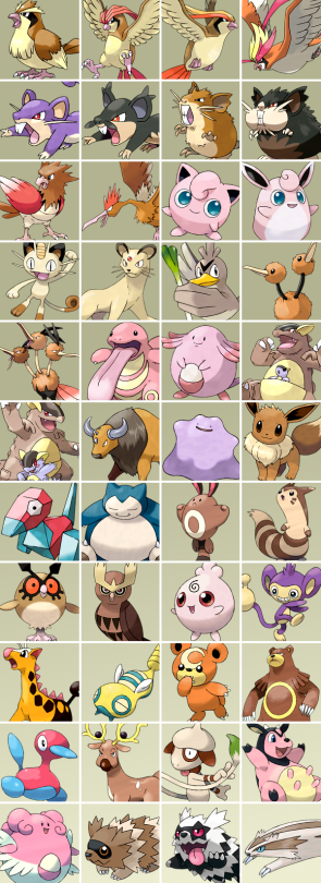 lauraperfectinsanity:All Pokémon for each type [10/18] —> NORMAL