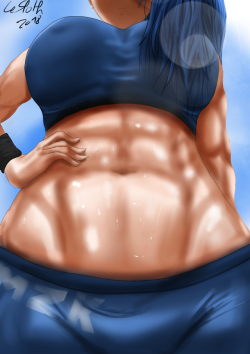 leslothoth:  Captain Mizuki (or Abs Goddess)   With that, i can say that i download Procreate at 100%.  PS: I going to finish another pic and it will be time to draw some butt.