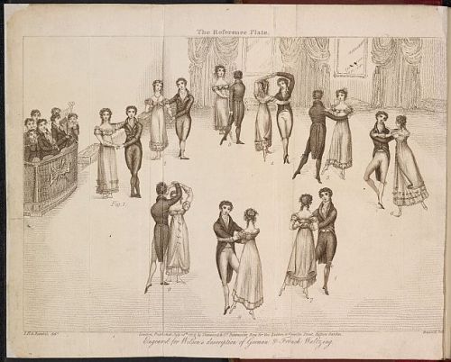 Illustration indicating the correct method of waltzing (1816). Perhaps Jane Austen or Mary Shelley s