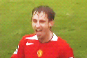 Wayne Rooney Hits Gary Neville With A Shot. [x]
