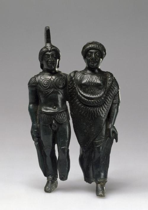 theancientwayoflife:~ Warrior and Woman (decoration of a candelabrum).Place of origin: EtruriaDate: 