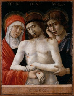 koredzas:  Giovanni Bellini - Pieta, Dead Christ Supported by the Madonna and Saint John. 1455  