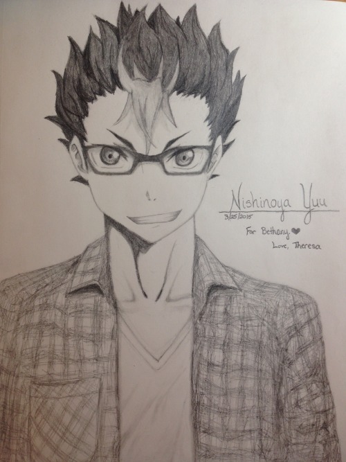 the-smallest-state:Drew Nishinoya with glasses for noya-no-asobi. Because who doesn’t need that in their life?I have no idea how to draw plaid I am so sorry I really tried