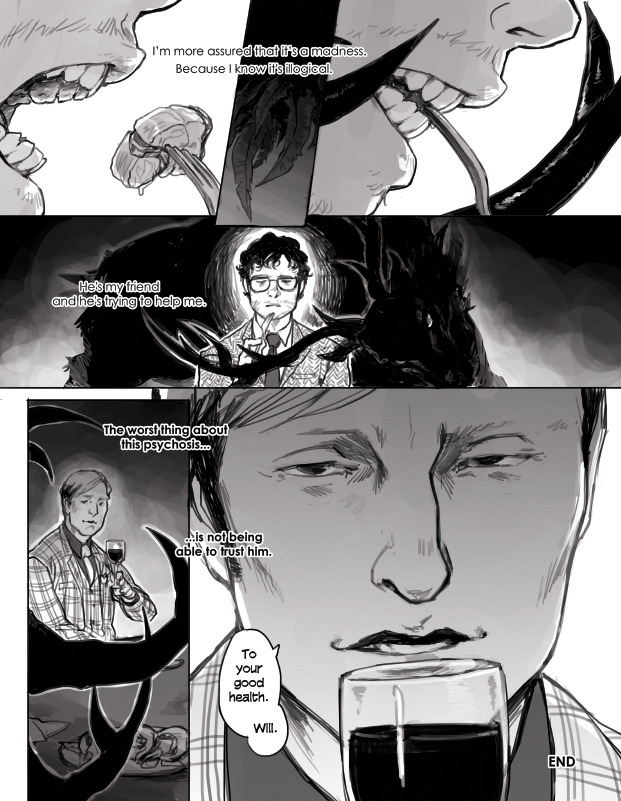 My comic for the Hannibal fanbook Banquet! I drew this ages ago before S2 started,