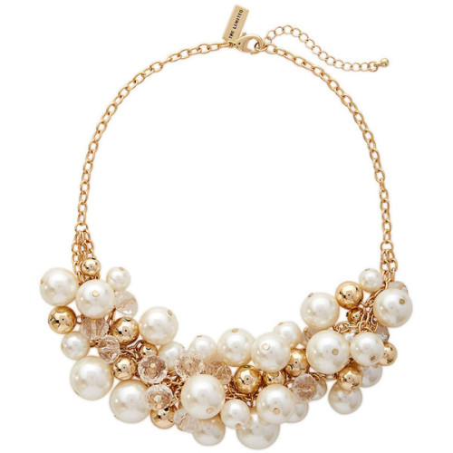 The Limited Faux Pearl Cluster Necklace Gold ❤ liked on Polyvore (see more yellow gold necklaces)