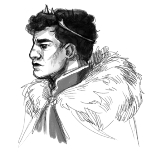 [ID: A digital bust sketch of Ephrim. He faces left with a serious expression on his older, shadowed