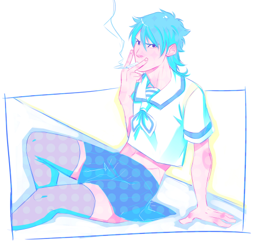 syqitten:  request doodle of a pouty sly for rufffuffren i really wanted to draw sly in a seifuku <3 