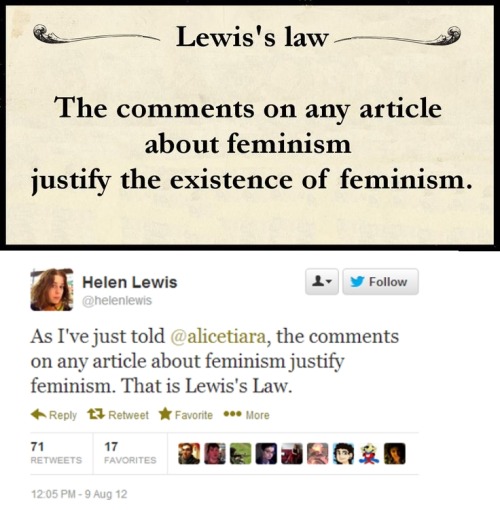 Lewis&rsquo;s Law: &ldquo;The comments on any article about feminism justify the existence o
