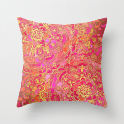 curatorariel:Hot Pink and Gold Baroque Floral Pattern by Micklyn To see this in other forms head over to Society6!