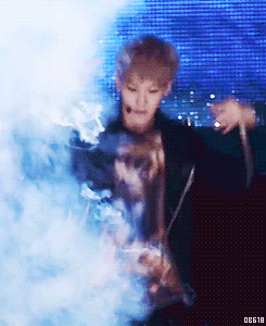 baekhyu-n:  Baekhyun was shocked with the sudden fireworks 