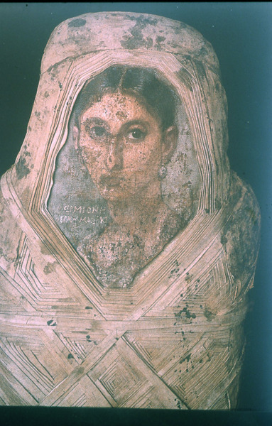 romegreeceart:Hermione GrammatikeMummy portrait from Fayum, 1st century CE Her name and profession a