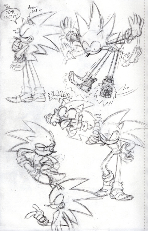 captainmolasses:Some doodles of Sonic