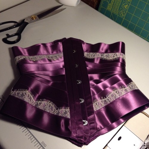 sinandsatin: Amethyst colored double satin #ribbon #corset for @hazelhoneysuckle by #sinandsatin