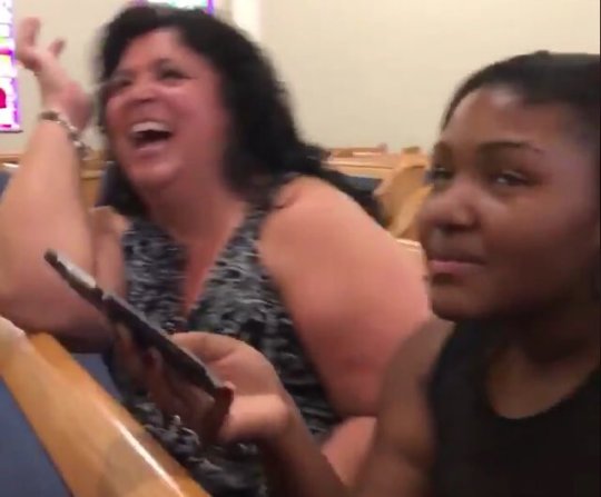novafuzzcheeks: ladybugsandchats:  abstract-maverick:  arcanine-weenus:  rustybuckett:  great-tweets:  PLEASE UNMUTE THIS. PLEASE.      You guys missed the best part   Y'all missed the best part: HER REACTION AFTER ALL THIS  They’re in CHURCH WITH
