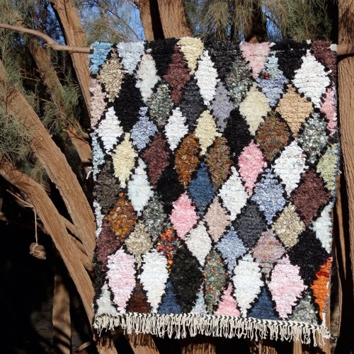 Nomadic Berber families in and around Morocco have made Boucehrouite carpets from upcycled garments 