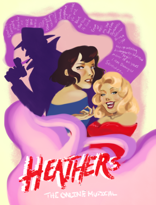 rinsux:I’ll be joining the Heathers Online team for animation! So,heres promo art in a noir-esque st