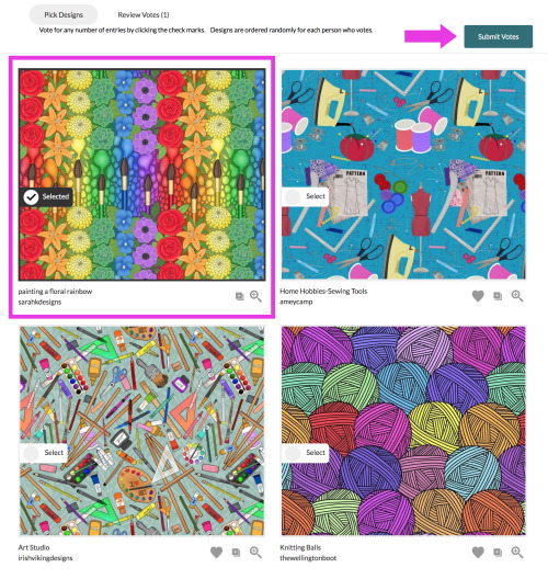 Please vote for my entry in the Spoonflower Home Hobbies Design Challenge:https://www.spoonflower.co