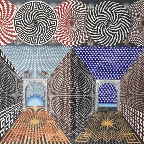 jareckiworld:Pedro Friedeberg  -  Encuentro de Dos Mundos  (Encounter of Two Worlds) (serigraph, 198