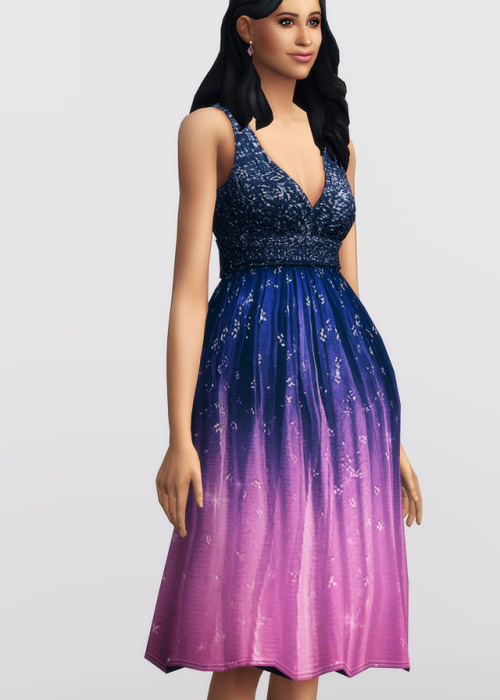 rusty-sims: Embellished Blue Ombré Dress by Marchesa Notte / 8 Color 무단수정/2차배포 절대 금지 DO NOT U