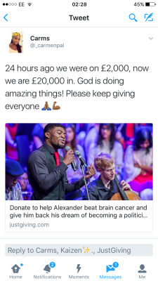 chrissongzzz: chrissongzzz:   I know it’s hard for people to give “ money”  But please if you can afford support .✊🏿  Link - https://www.justgiving.com/crowdfunding/Alexander-Paul   Last push guys almost there 🙏🏿 Please Reblog. It could