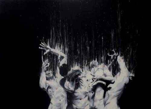 artchipel:  Paolo Troilo (b.1972, Italy) Paolo Troilo’s artistic expression characterizes for the originality of the formal procedure. His working instruments are not brushes or palettes, but only his hands: one spreads colors, unfolding at the same