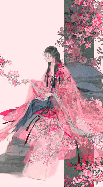 ziseviolet:美人画Paintings of beauties in traditional Chinese hanfu, by Chinese artist 伊吹鸡腿子. Arti