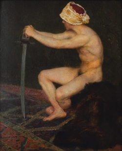 Le jeune homme à l’épée / Max Švabinský, 1896. Huile sur toile , 73 x 58 cm.