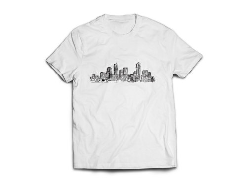 Sketchy city skyline shirt City drawing skyscraper view tee Soft unisex Women fit shirt Black White 