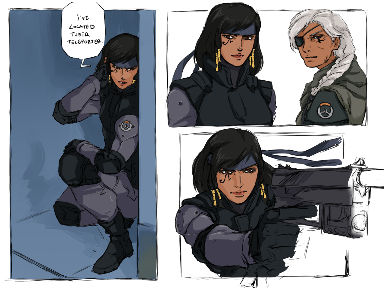 panzerfluch: slackergami:  Big Boss Ana, Solid Pharah, Quiet Widowmaker, Revolver