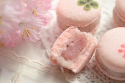 thecakebar:  Sakura Daifuku Macarons {in japanese} 