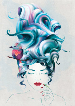 artforadults:  A girl with wavy hair by Inna