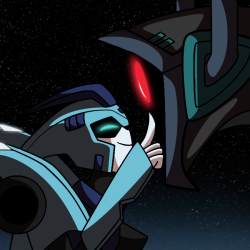 kuraness:  Boop! Secret Santa gift for @shockvvave! They asked for TFA Shockwave/Blurr. This is my first time drawing TFA bots, so I tried to emulate the style a little.  I hope they like it! 