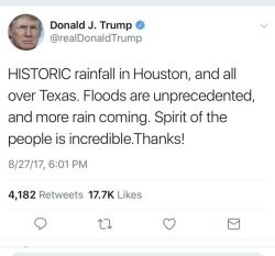 cschaplin:  backshootingford:YEP. he had to capitalize HISTORIC cus even natural disasters are a competition to him???  what a fucking joke of a human being.  so insecure.  pathetic.