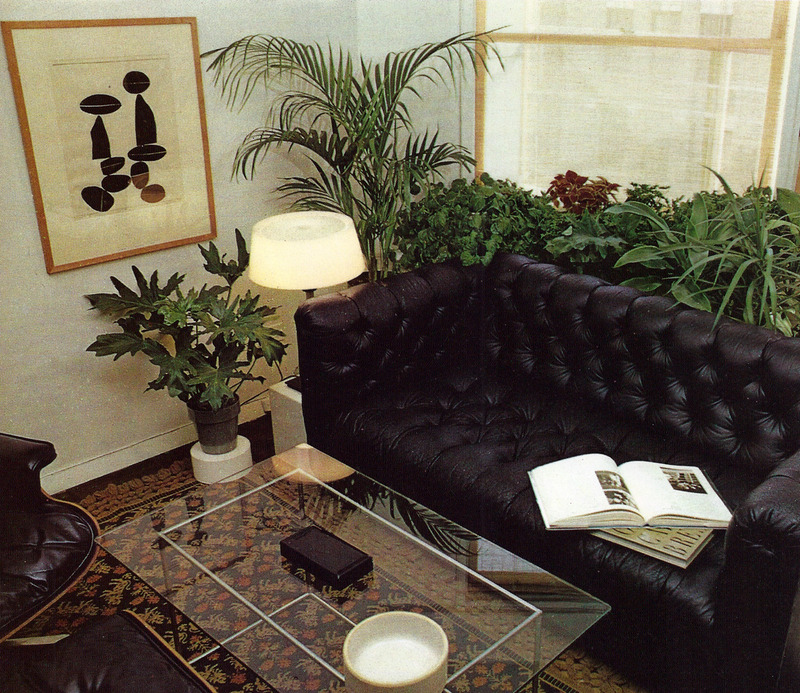 superseventies:  Living room design with house plants, 1977.   
