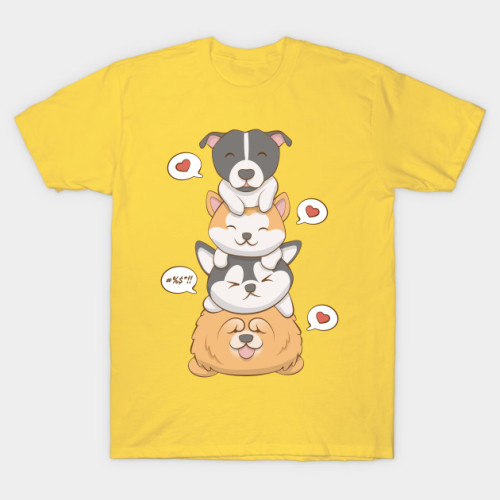 petshirts: Kawaii Dogs - Pitbull Akita Husky Chow Chow T-ShirtDesigned and Sold by Irene Koh Studio.