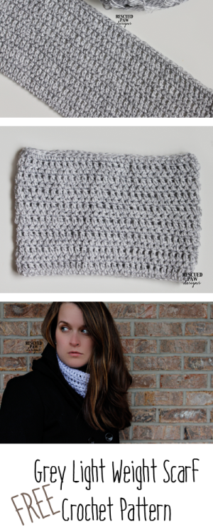 Crochet Pattern Lightweight Grey Cowl :: Rescued Paw Designs