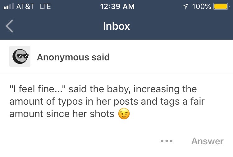 I may be the youngest in my family but I am still a 22 year old adult women!!! So I am no baby! But for the typos well…