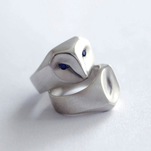 lesstalkmoreillustration:Handcrafted Geometric Owl Ring With Sapphire Eyes By ElinaGleizer On Etsy*M