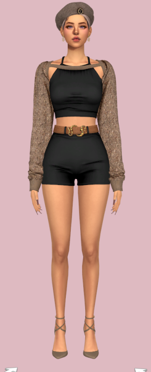  [RIMINGS] Bolero Cardigan Top & Snake Belt & Earring - FULL BODY / EARRING- NEW MESH- ALL L