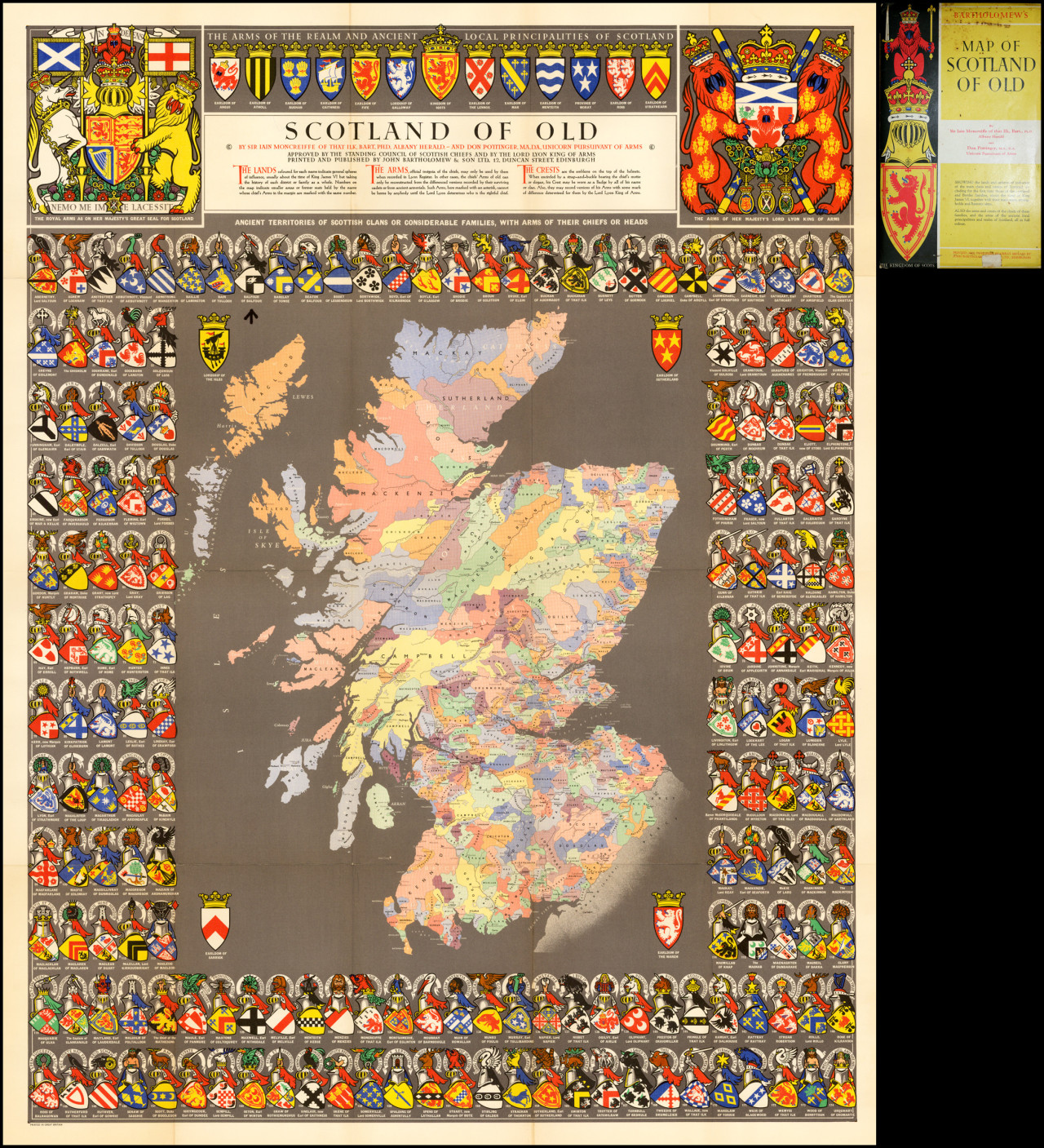 Historical Clan Map of Medieval Scotland - Lands, Arms and Crests.