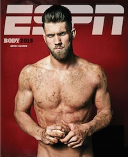 notdbd:  Bryce Harper of the Washington Nationals - baseball superstar, devout Mormon - gets naked for the ESPN Body Issue.   So sexy!! I