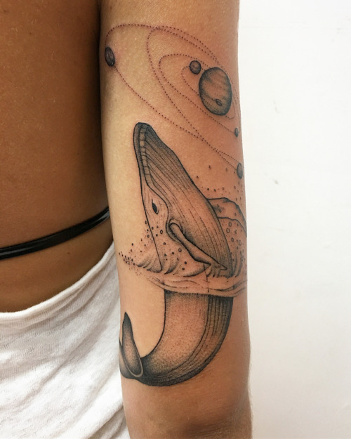 Fun Space Whale tattoo and fun warm talented people @bondiink666 DM or email for bookings and inquir