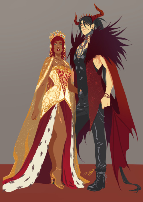 pandanoi:pandanoi:I’m late to the party but I really wanted to draw Herem babes in Met Gala style.Th