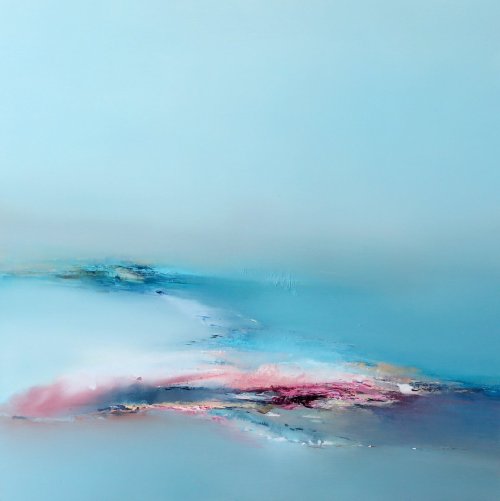 Elaine Jones (British, b. 1975, the Midlands, England) - 1: Distance in Pink, 2018  2: Rugged Peaks 