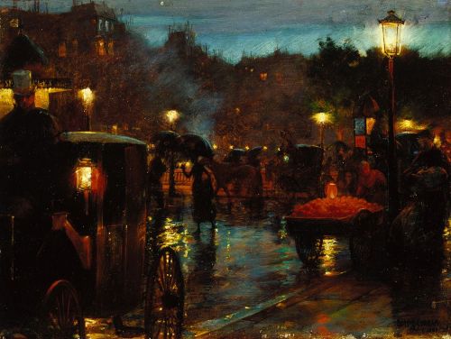 spoutziki-art: Charles Courtney Curran - Paris at Night, 1889